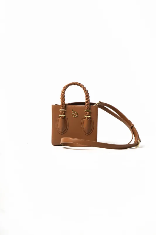 'Oyin' Brown Boxy Tote With Gold Hardware sold by Folklore Shop