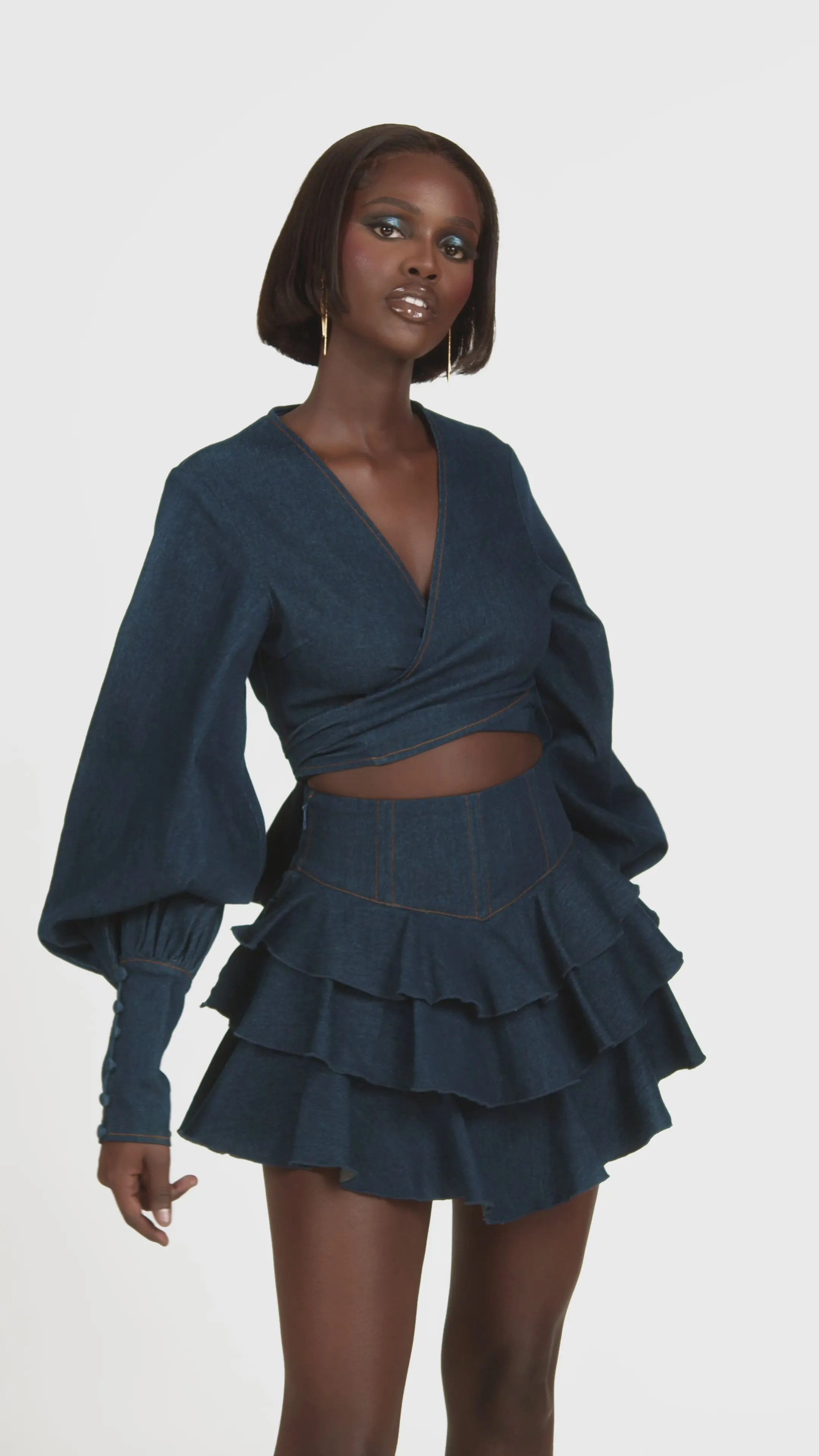 Denim DANA Wrap top sold by Folklore Shop product image thumbnail 3