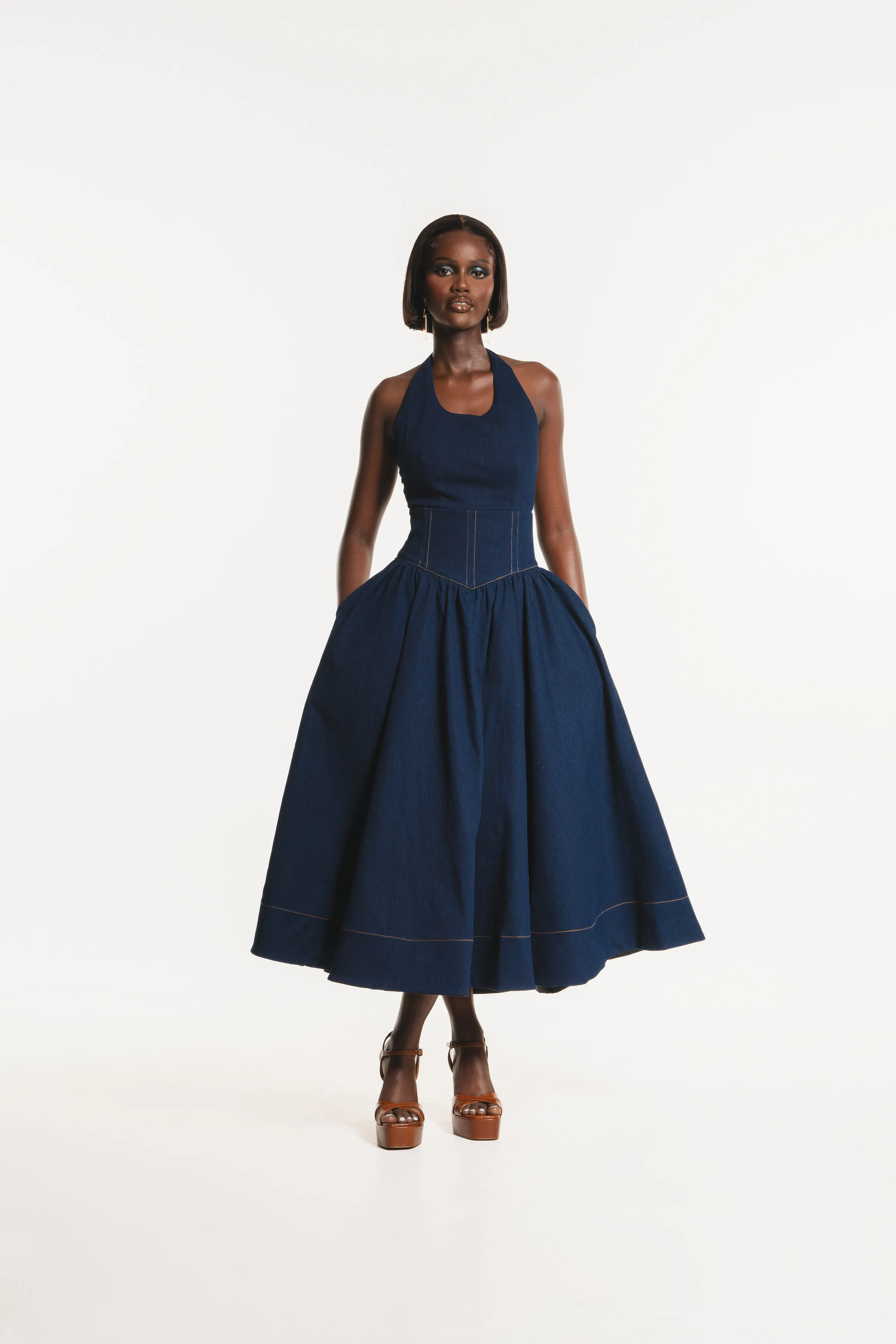 Denim DIANE Midi Dress sold by Folklore Shop