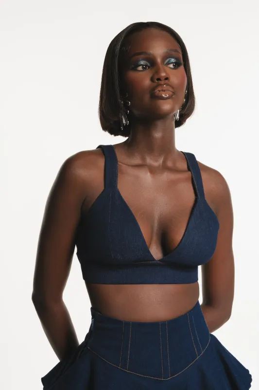Denim AZURE Bra Top sold by Folklore Shop