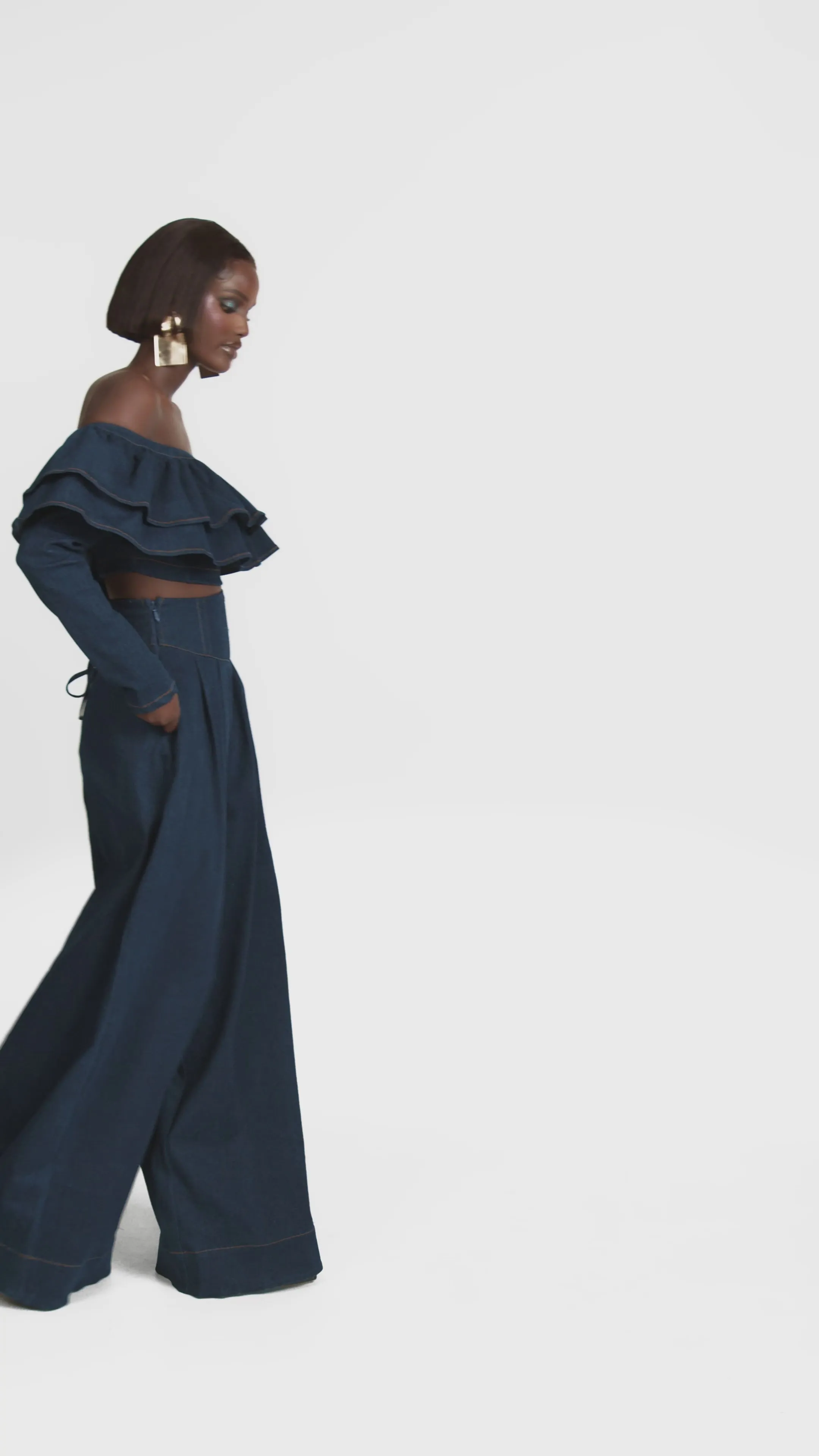 Denim KIARA Wide Leg Pants sold by Folklore Shop product image thumbnail 3