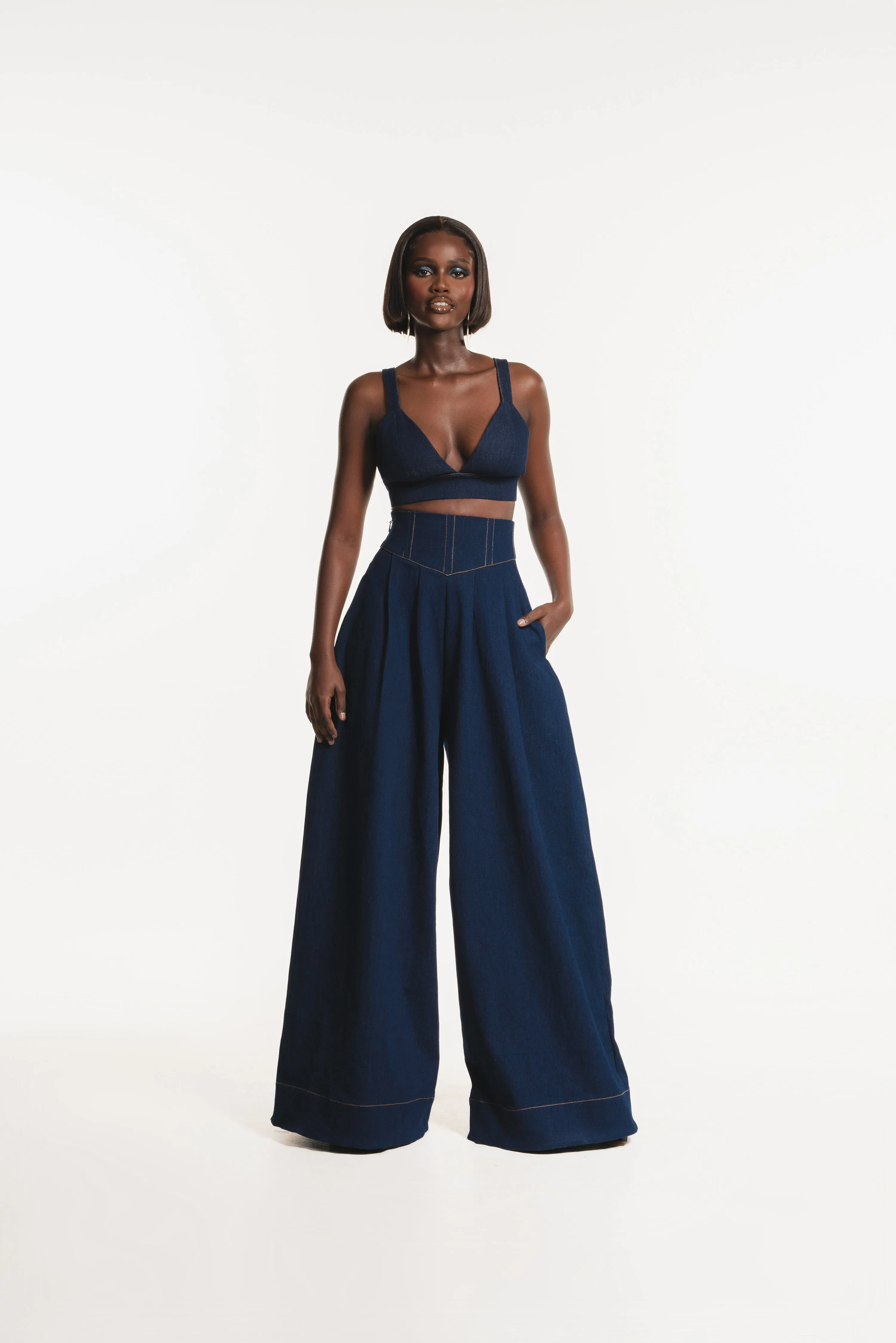 Denim KIARA Wide Leg Pants sold by Folklore Shop