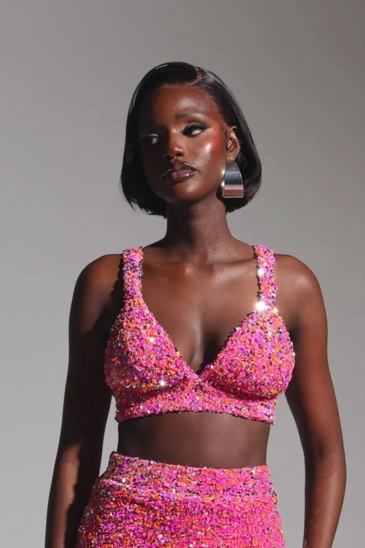 LIZA Sequin Bra Top in TOURMALINE sold by Folklore Shop