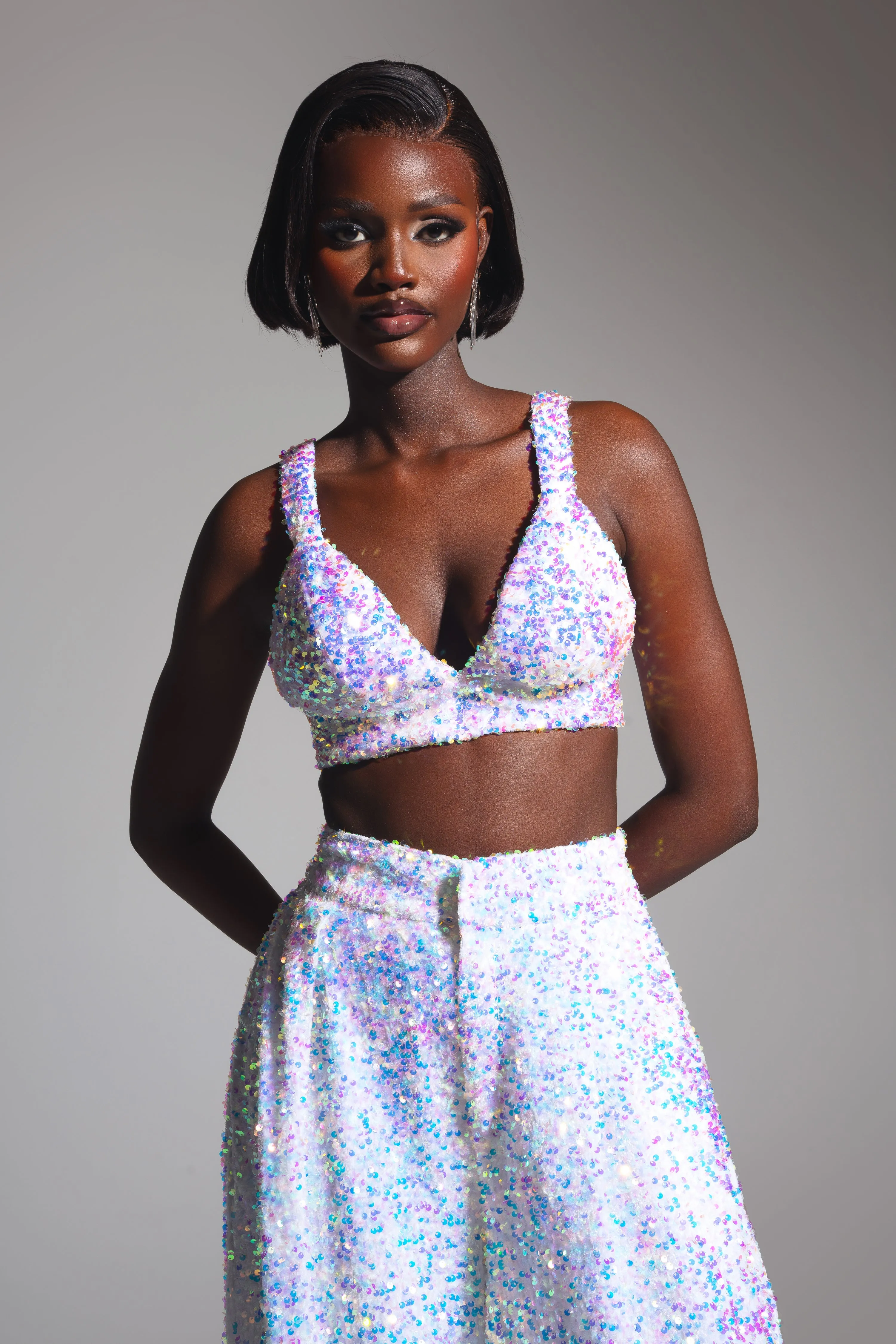 LIZA Sequin Bra Top in PEARL sold by Folklore Shop