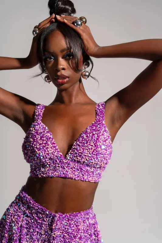 LIZA Sequin Bra Top in ALEXANDRITE sold by Folklore Shop