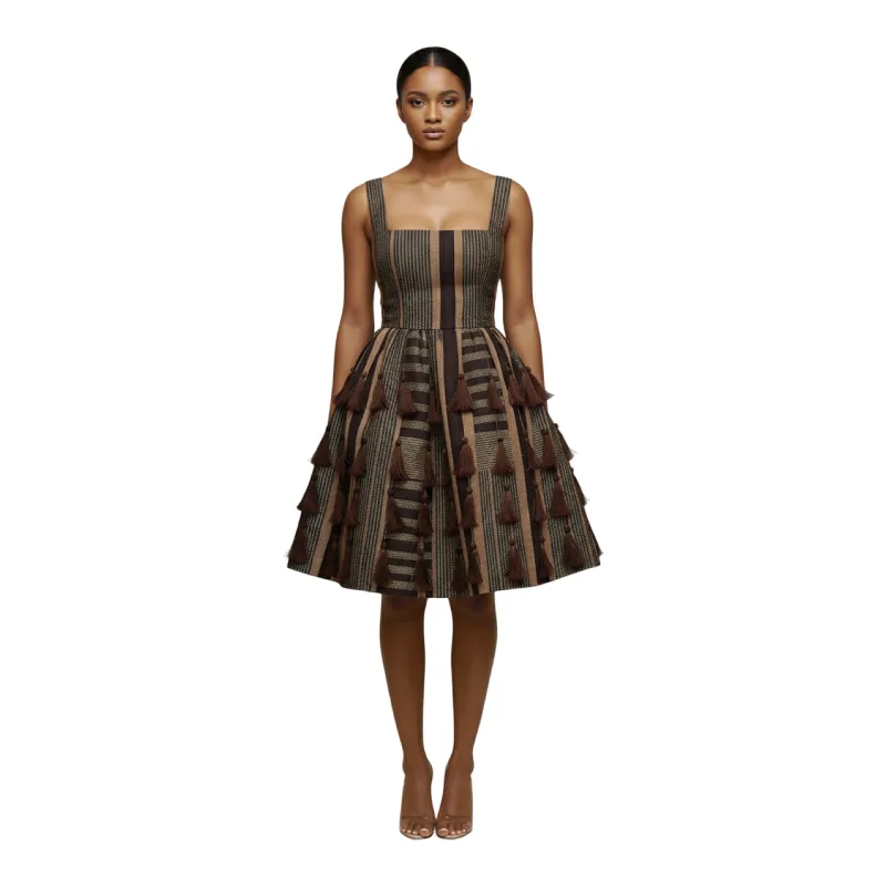 Analise Luxe Aso Oke Tassel Dress sold by Folklore Shop