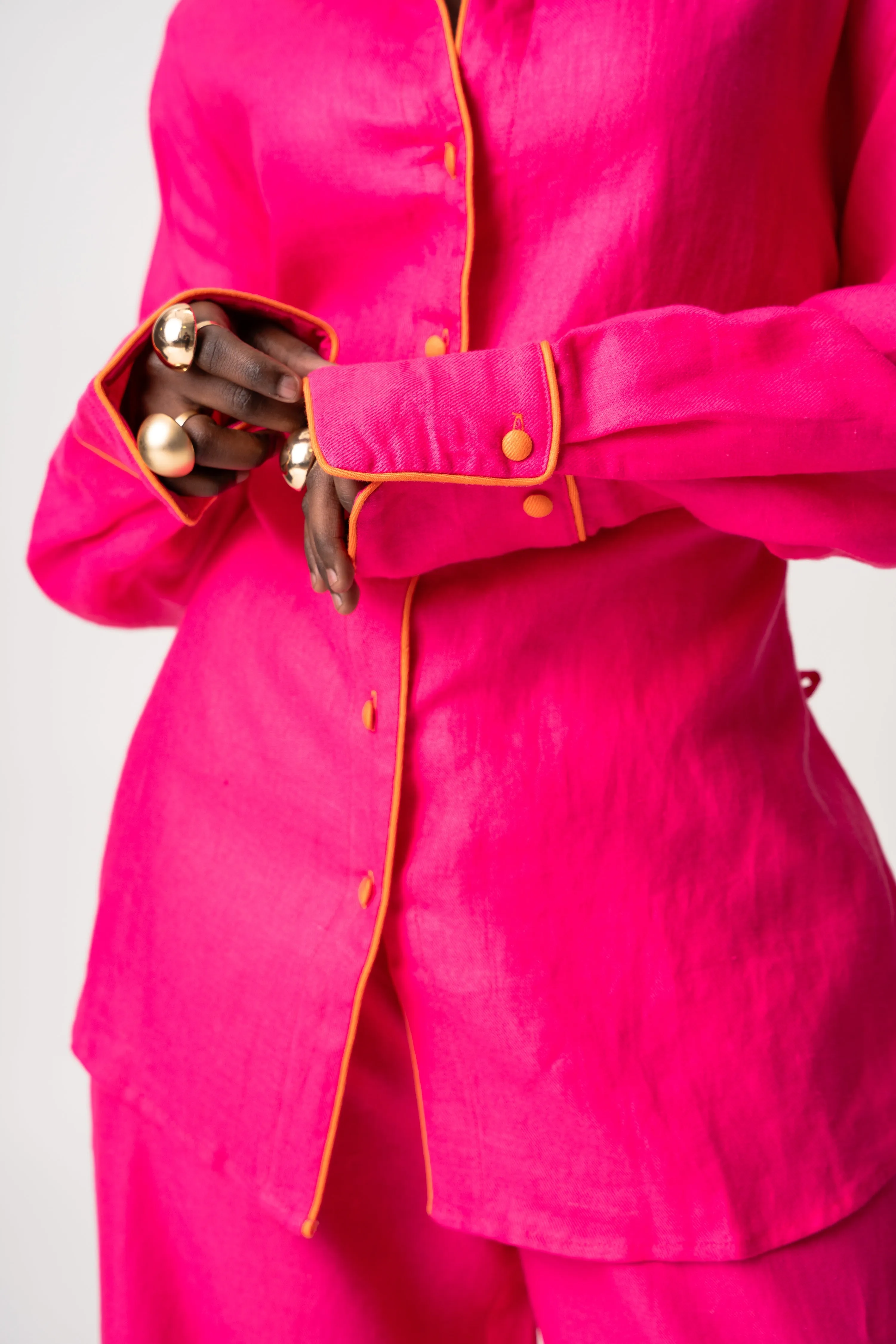 Linen NIKKI Button up Shirt in Pink sold by Folklore Shop product image thumbnail 3