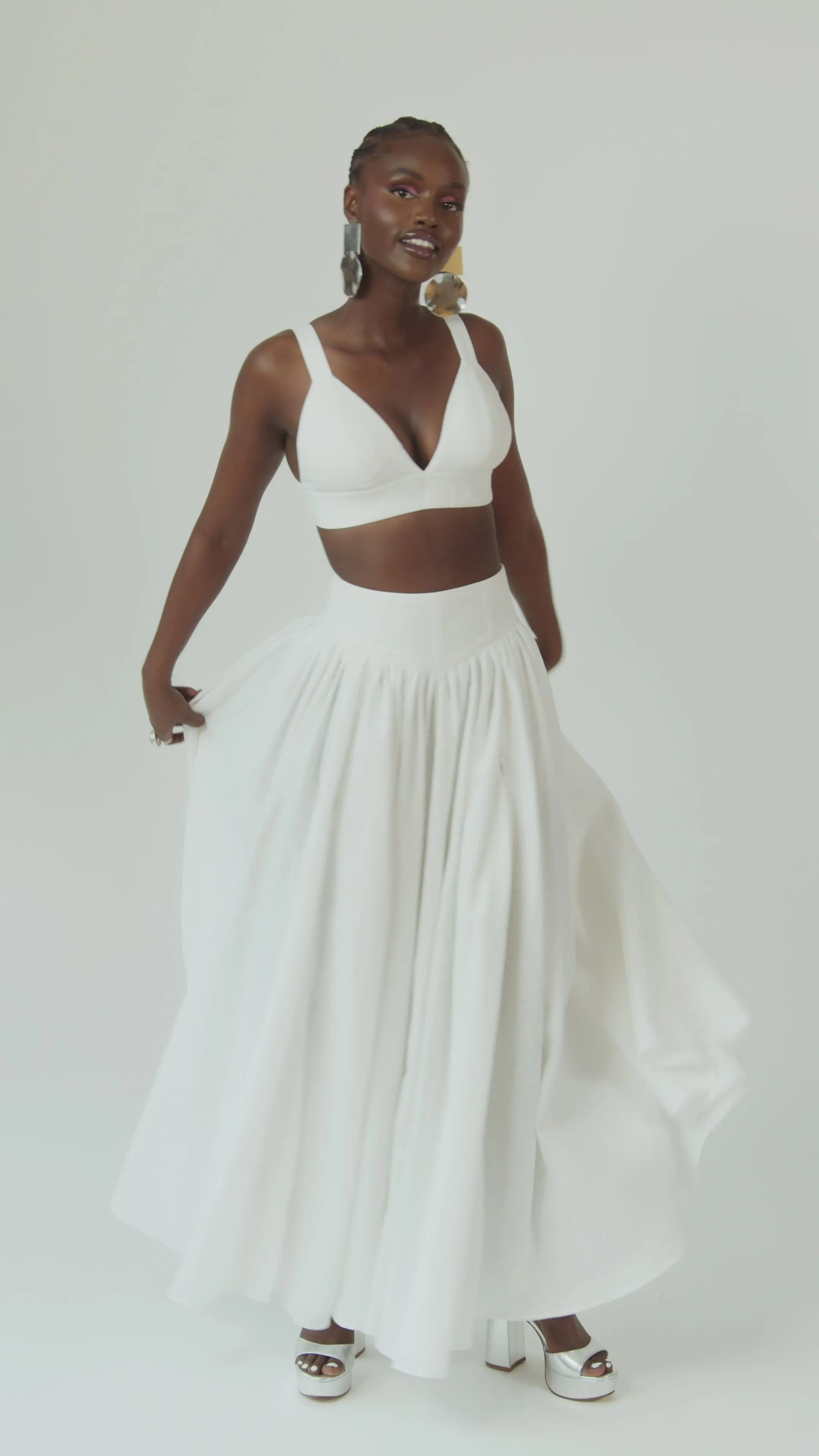 Linen DANI Maxi skirt in White sold by Folklore Shop product image thumbnail 3