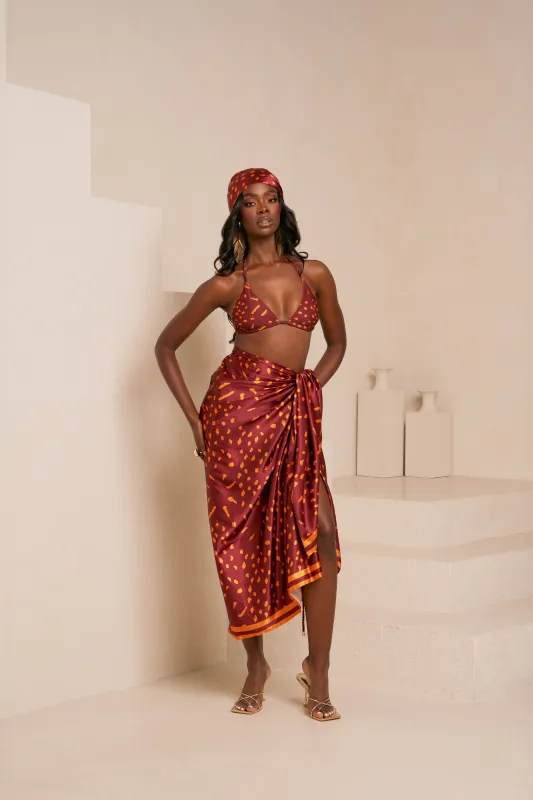 AMINAH ORANGE XL SILK SCARF sold by Folklore Shop