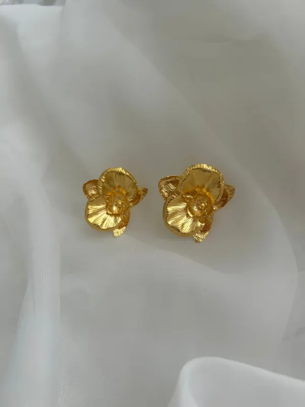 Golden Orchid Earrings sold by Folklore Shop