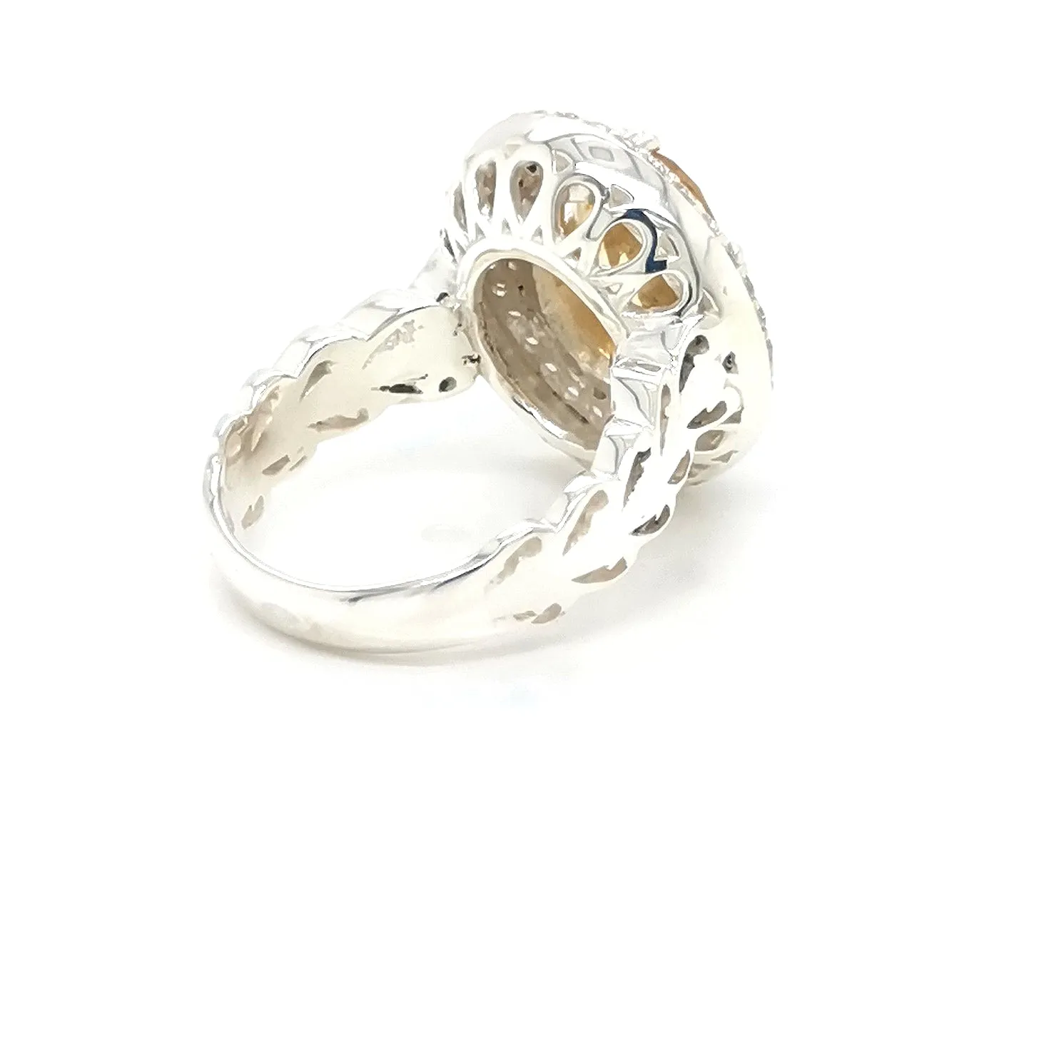 Luxurious Yellow Citrine & Silver Cocktail Ring sold by Folklore Shop product image thumbnail 3