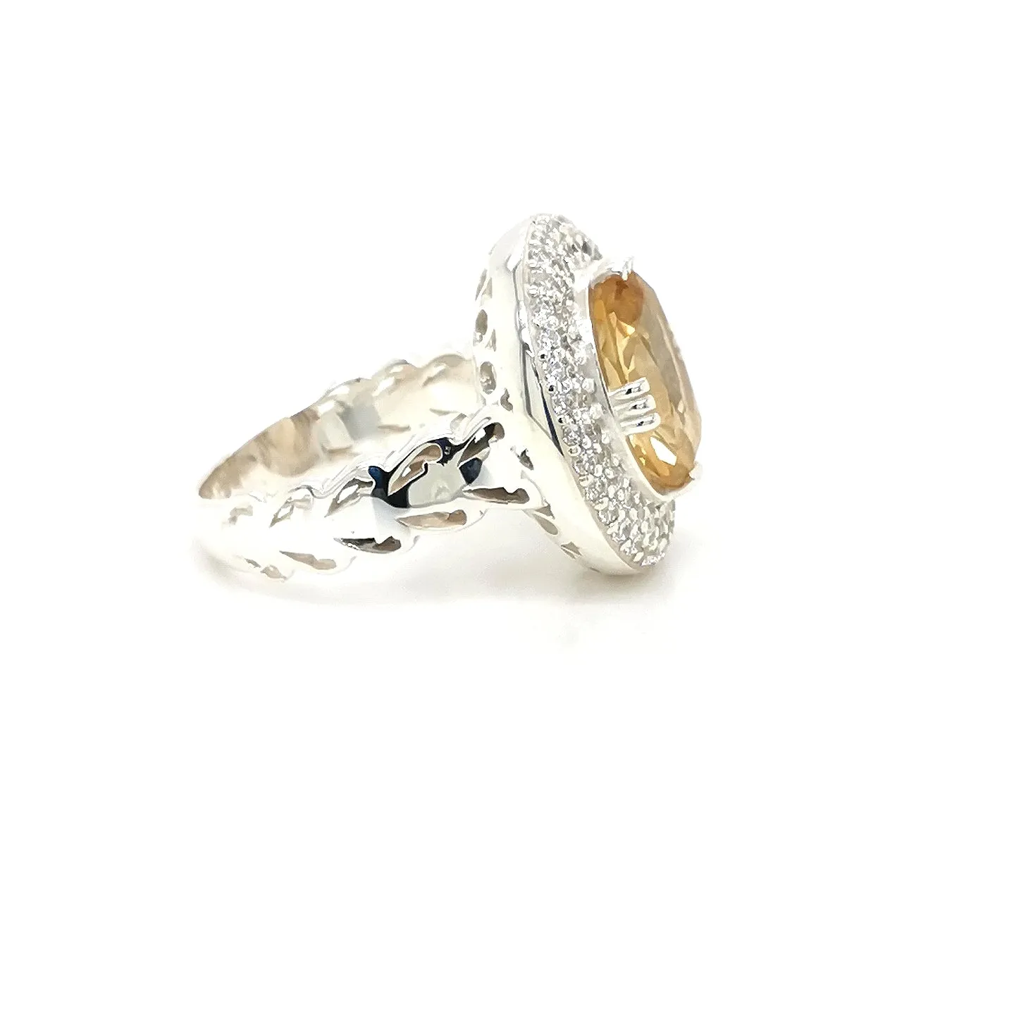 Luxurious Yellow Citrine & Silver Cocktail Ring sold by Folklore Shop product image thumbnail 2