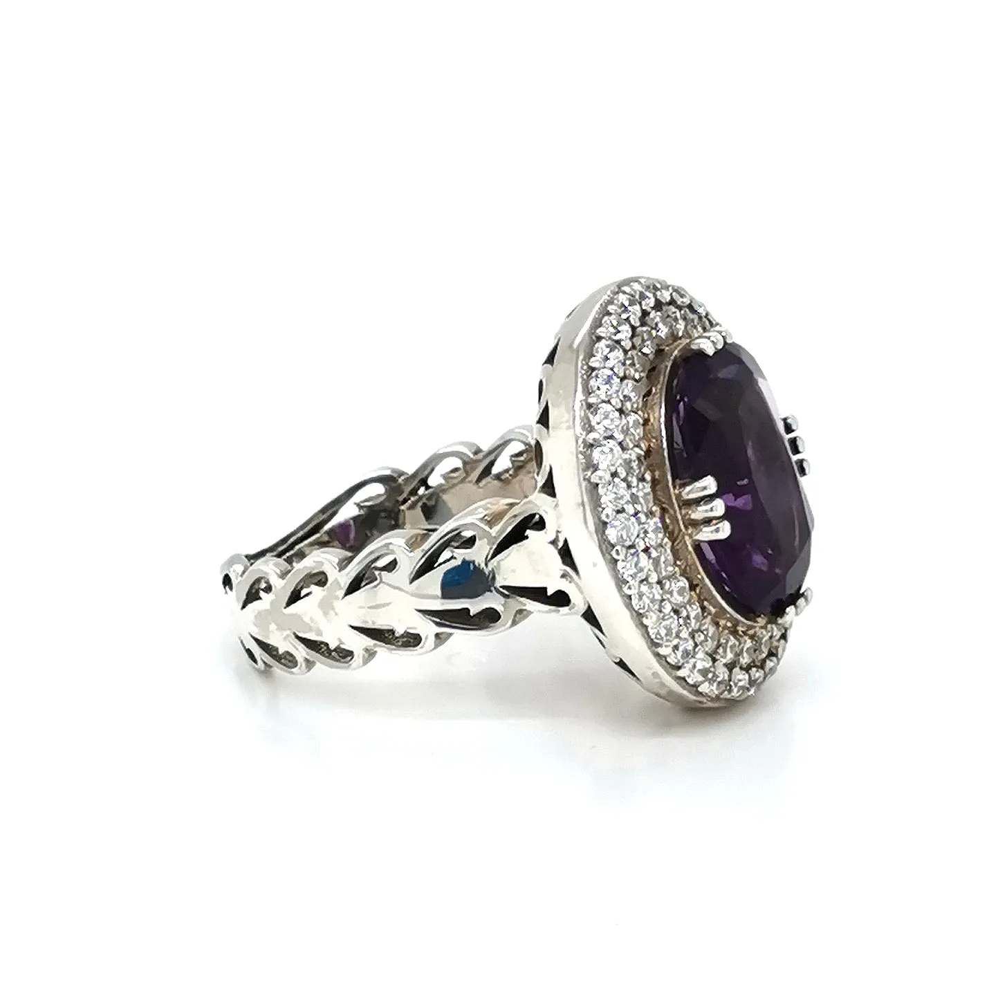Elegant Amethyst Halo Cocktail Ring sold by Folklore Shop product image thumbnail 2