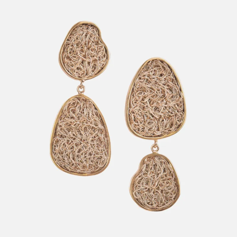 Elegant Asymmetrical Gold Drop Earrings sold by Folklore Shop