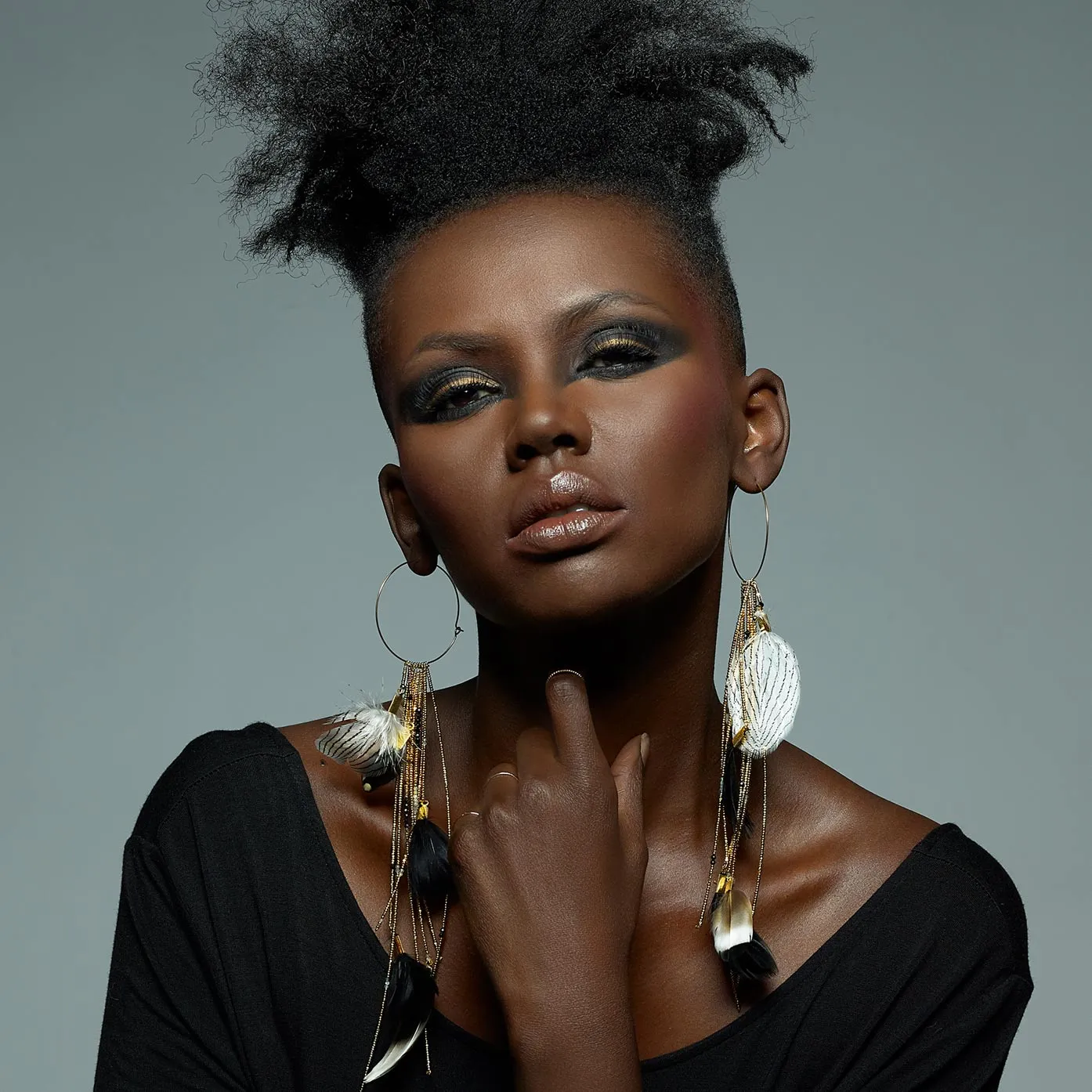 Amun Divine Gold Feather Earrings sold by Folklore Shop product image thumbnail 2