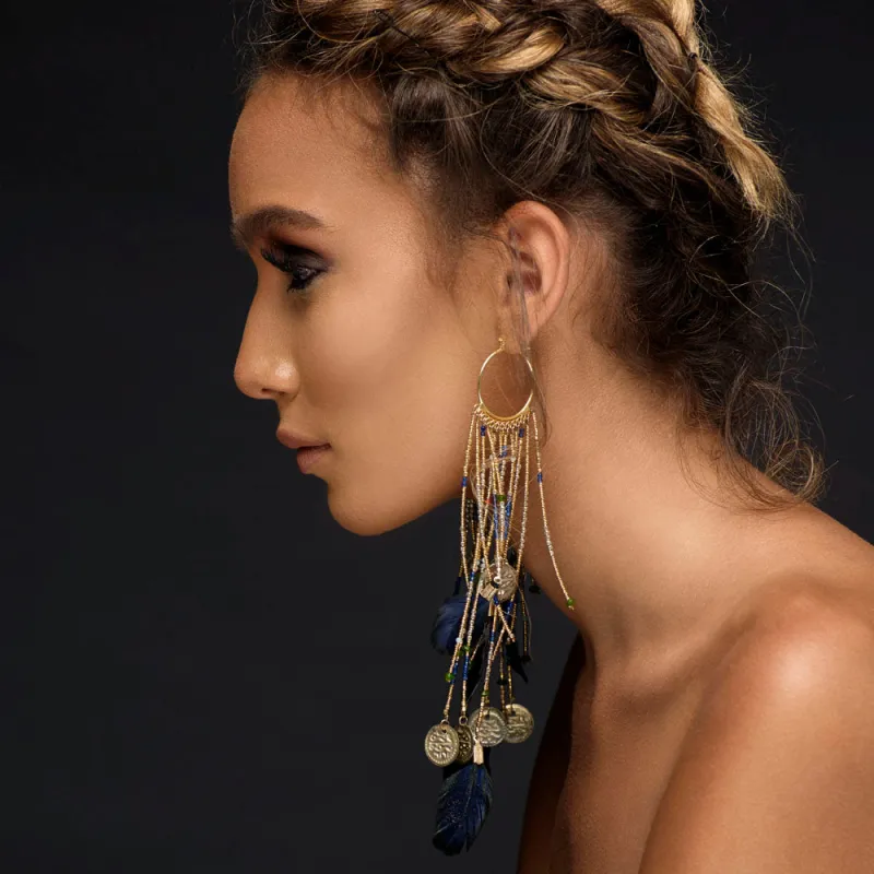 Aisyt - Gemstones Fringe Boho Earrings (Top Seller) made by Folklore Shop