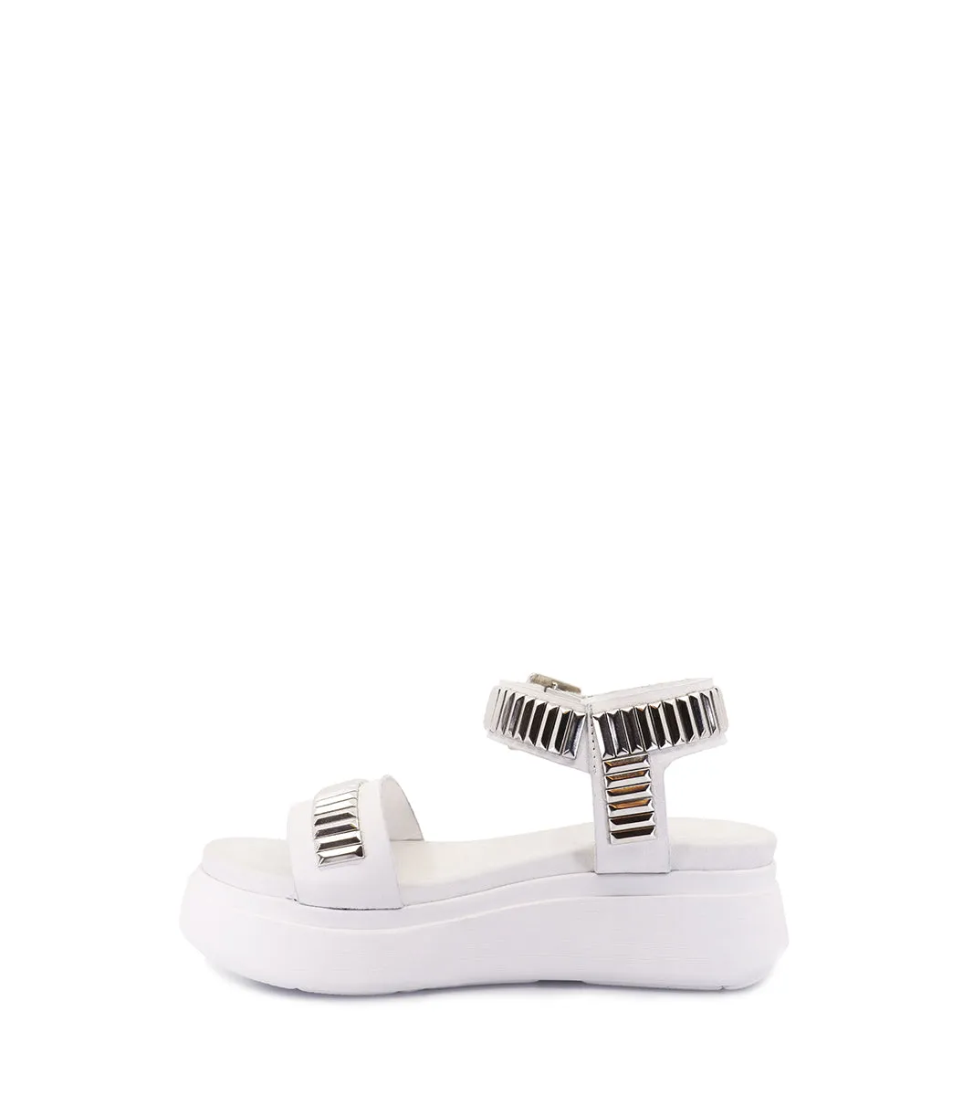 Elevated White Platform Sandals with Studs Roya sold by Folklore Shop product image thumbnail 4