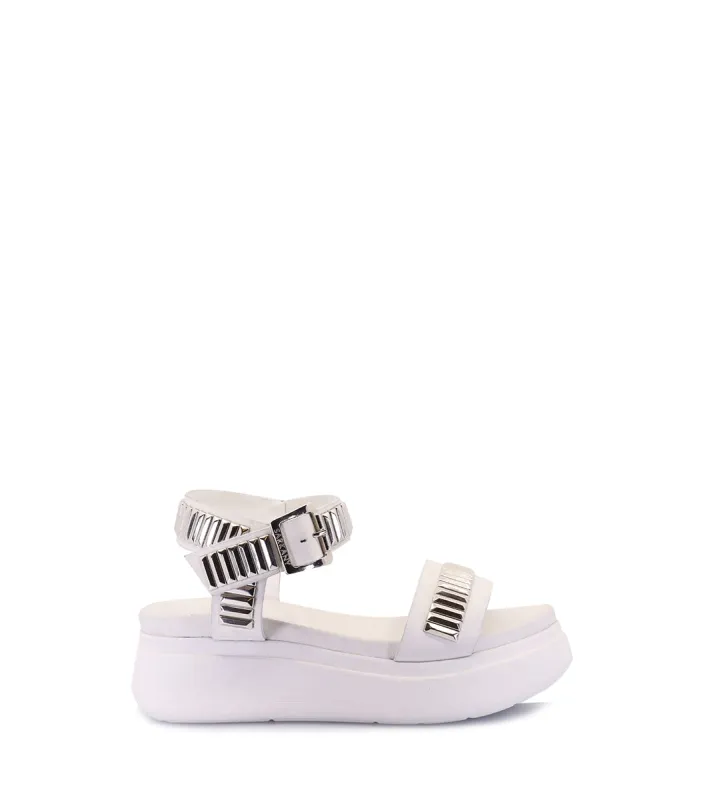 Elevated White Platform Sandals with Studs Roya sold by Folklore Shop