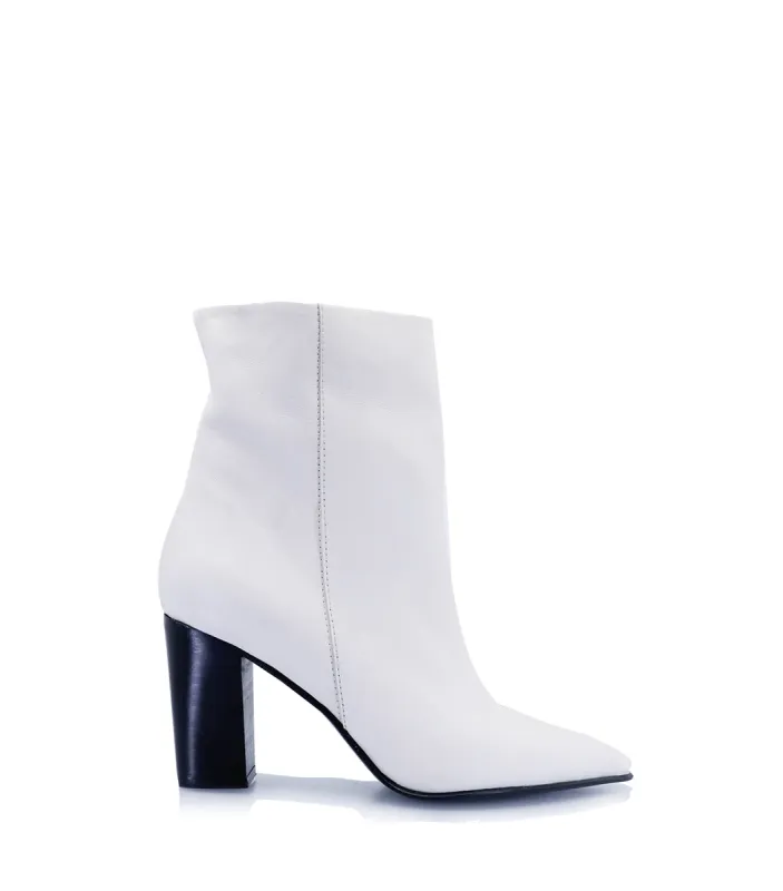 Chic White Leather Booties Reni sold by Folklore Shop