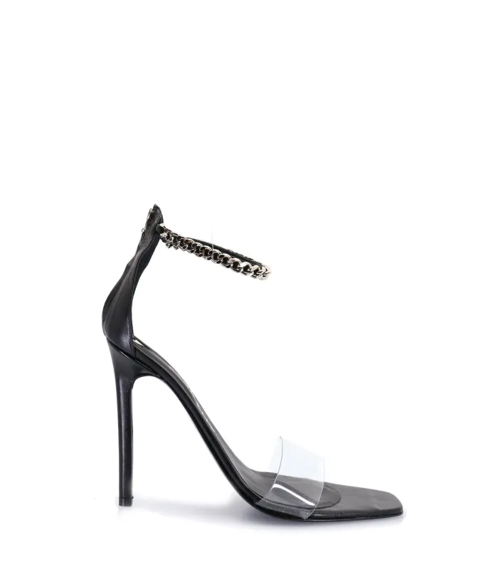Chic Black Heeled Sandals with Chain Bracelet Ginebra sold by Folklore Shop