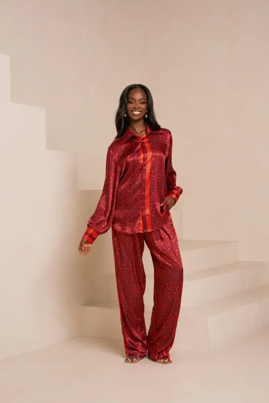 AMINAH RED PANT SET sold by Folklore Shop