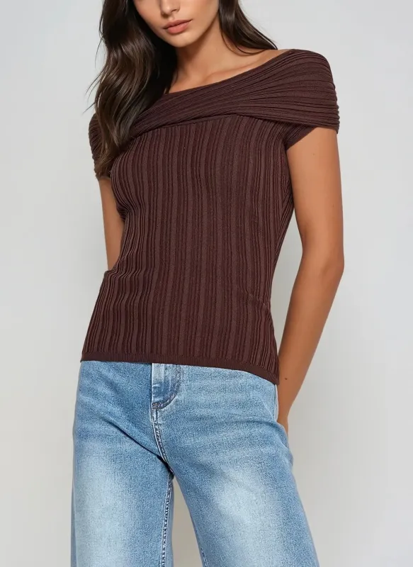 Amélie Off-Shoulder Ribbed Contour Top sold by Folklore Shop