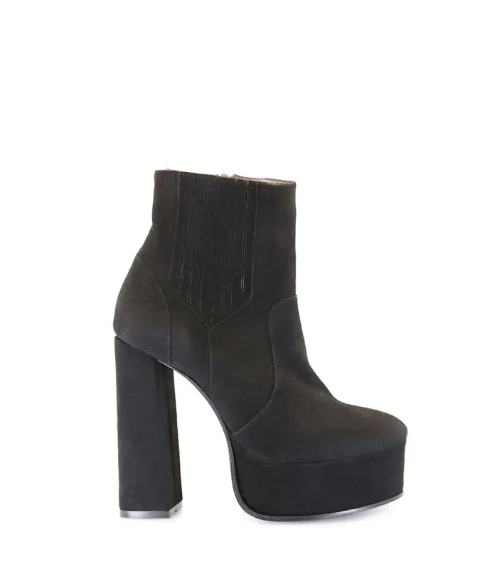 Sleek Suede Booties with Platform Heels Mikah sold by Folklore Shop