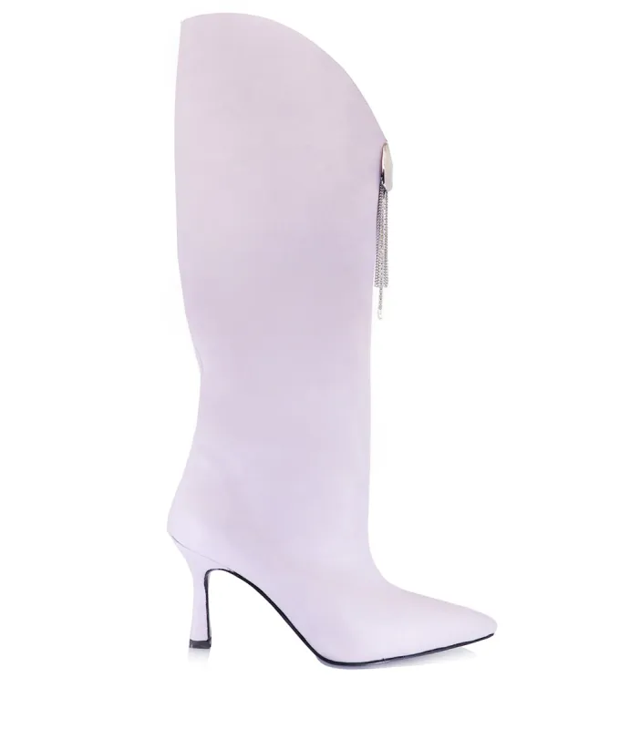 Violet Ecological Leather High Boots with Studded Details Misha sold by Folklore Shop