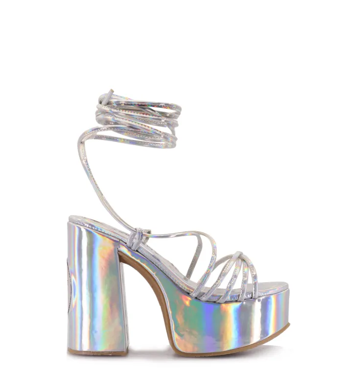 Shimmering Silver Platform Sandals Lottery sold by Folklore Shop