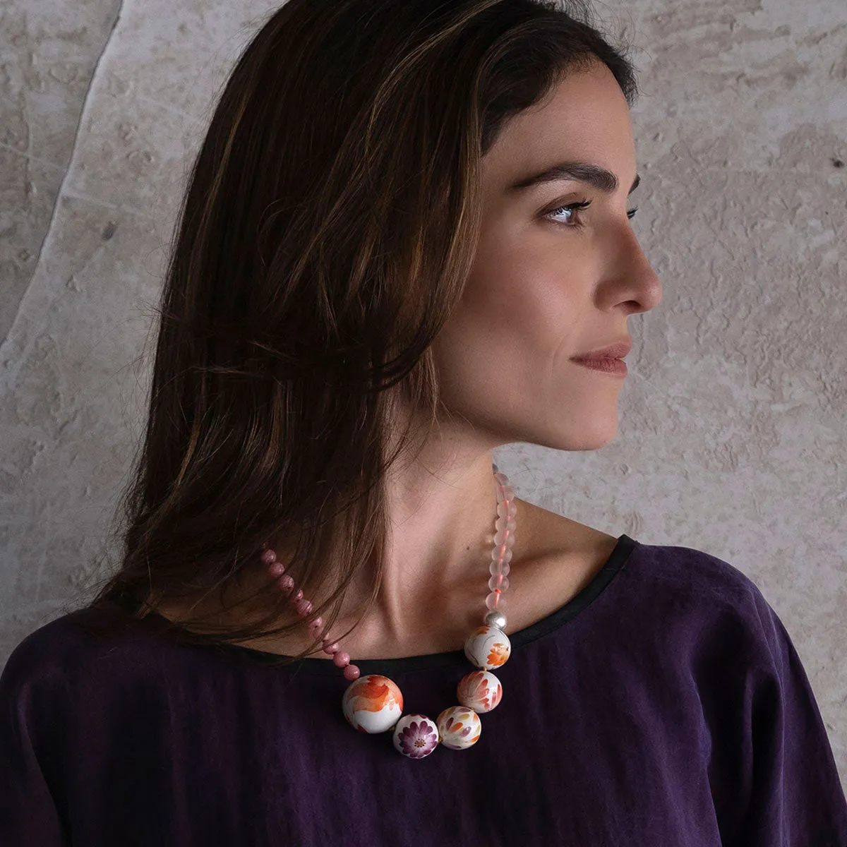 CARMEN Ceramic, Crystal and Silver Spheres Necklace sold by Folklore Shop product image thumbnail 4