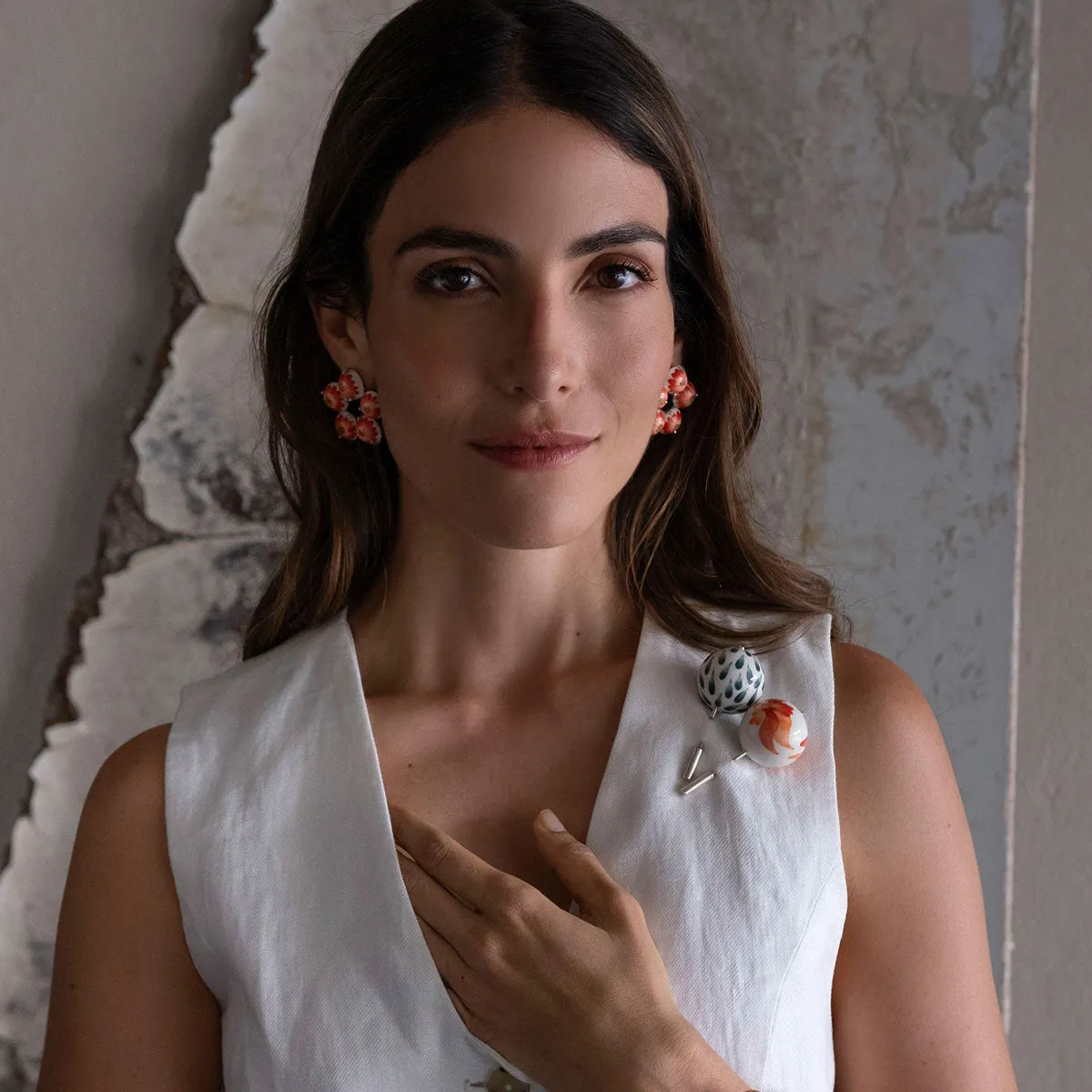 CARMEN Artisan Ceramic Pin with Recycled Silver sold by Folklore Shop product image thumbnail 5