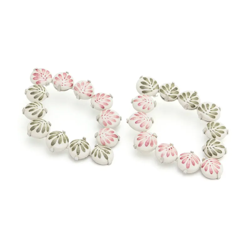 CARMEN Large Oval Half Ceramic spheres earrings sold by Folklore Shop