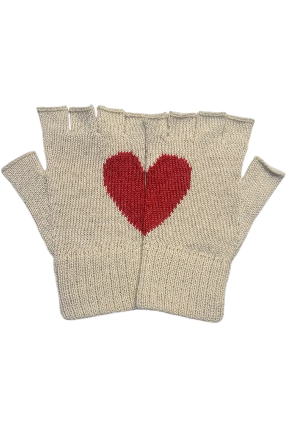 Heart fingerless alpaca gloves sold by Folklore Shop