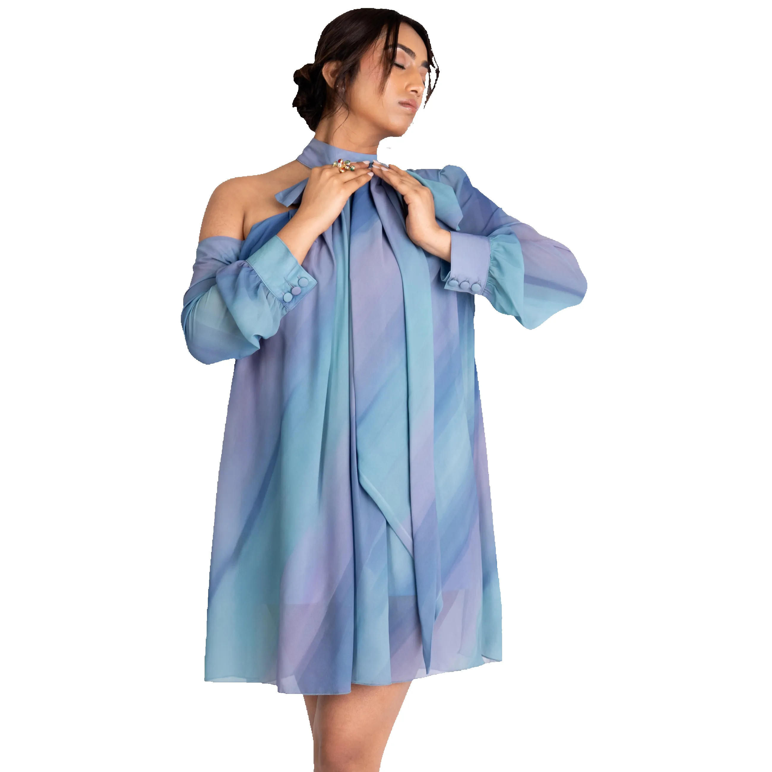 Bow Tie Printed Mini Dress sold by Folklore Shop product image thumbnail 3