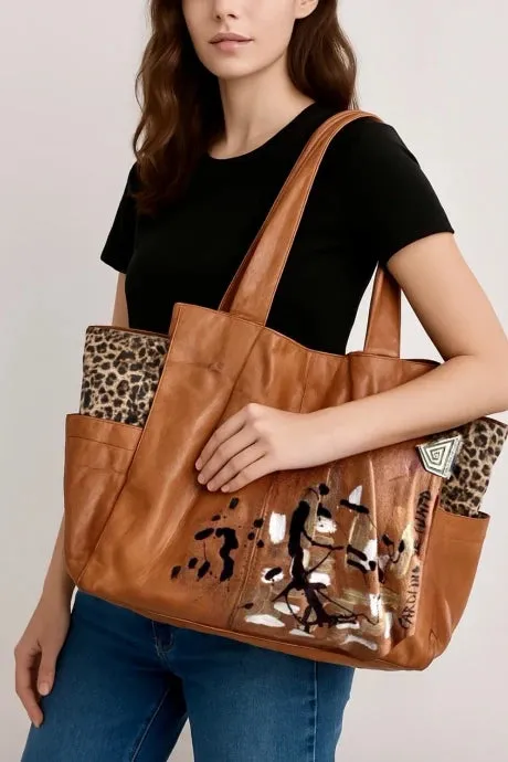 Irena Luxe Terra Artistic Leather Tote Bag sold by Folklore Shop product image thumbnail 3