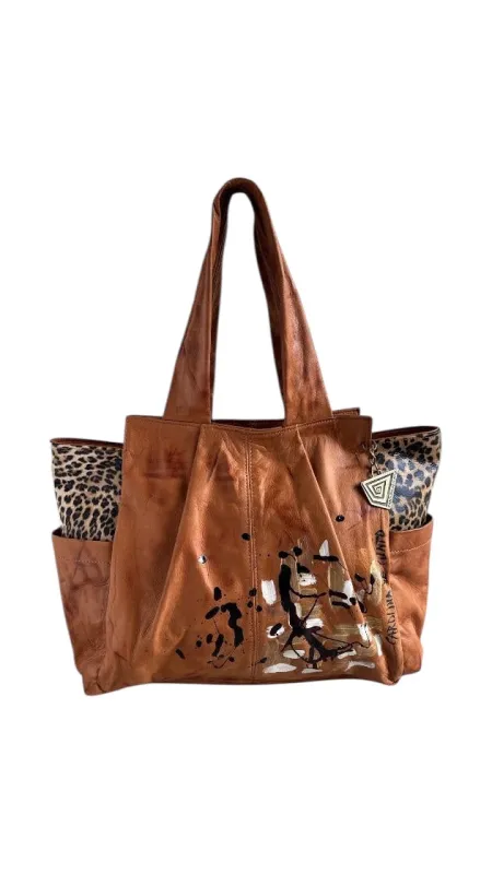 Irena Luxe Terra Artistic Leather Tote Bag sold by Folklore Shop