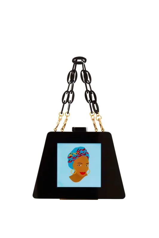 Molly Acrylic Triangular Box Cocktail Clutch w/strap sold by Folklore Shop