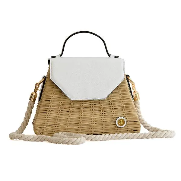 Emma Basket - White Top Handle Bag sold by Folklore Shop