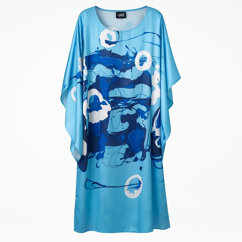 Blue Graffiti Marble Dolman Sleeve Dress sold by Folklore Shop