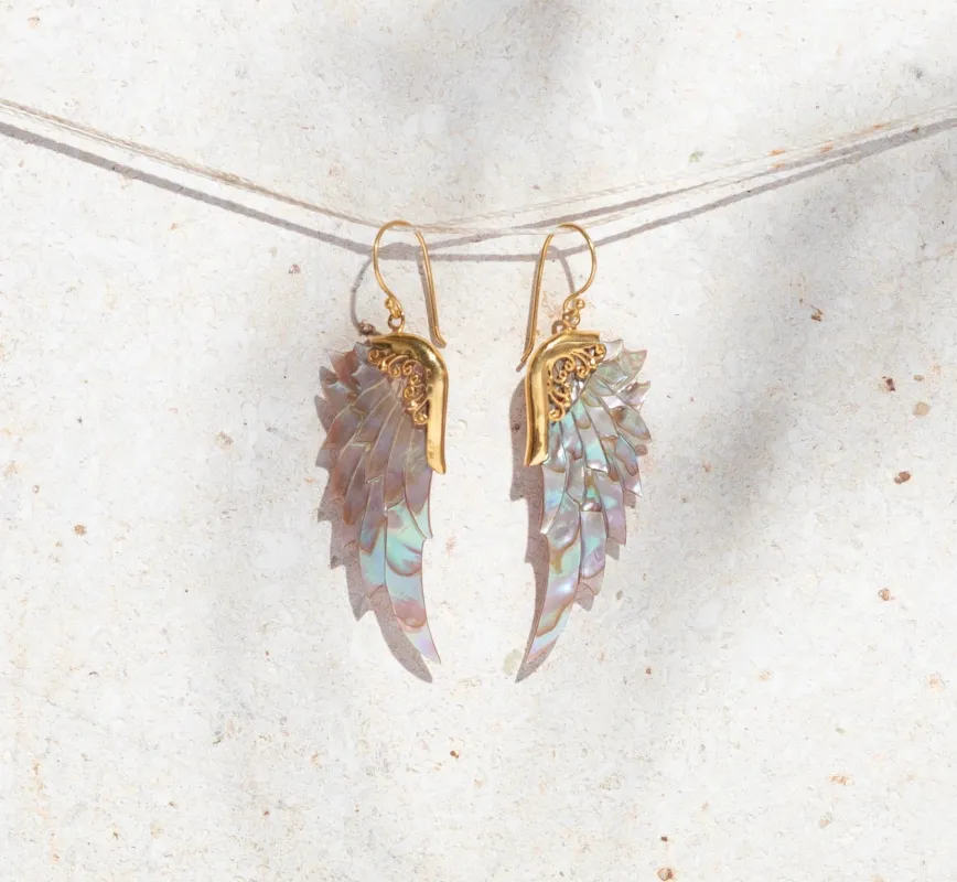 Opal Wonder Earrings (Small, Gold) sold by Folklore Shop