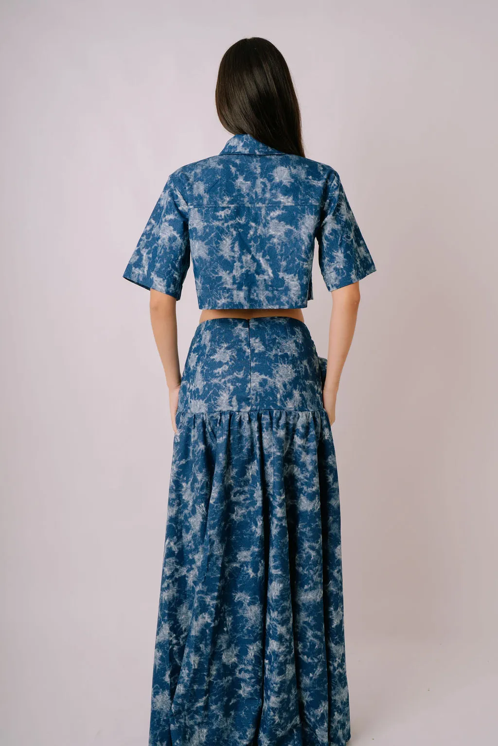 Tie-Dye Maxi Skirt with Floral Accent sold by Folklore Shop product image thumbnail 3