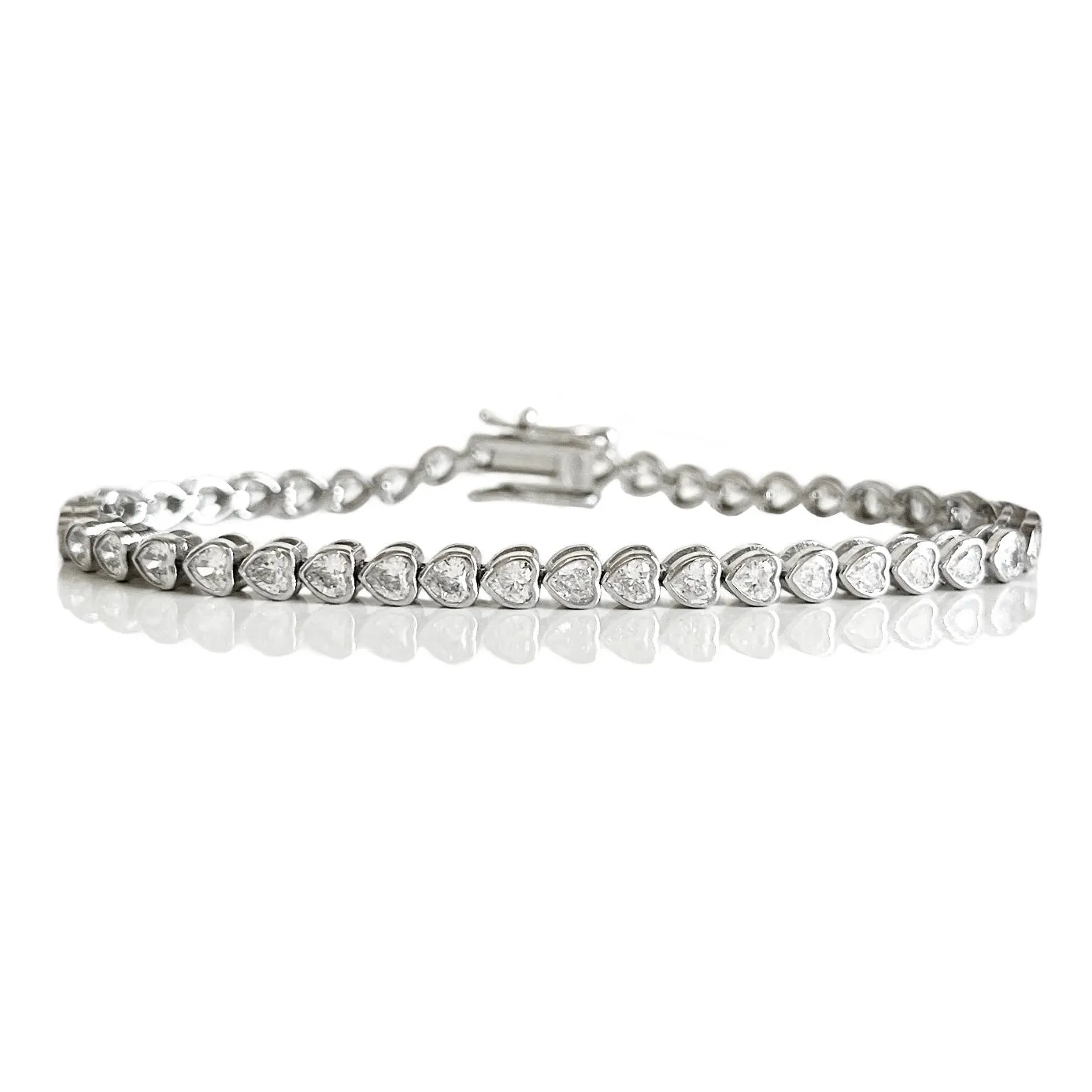 The Marie Heart Bezel Tennis Bracelet sold by Folklore Shop