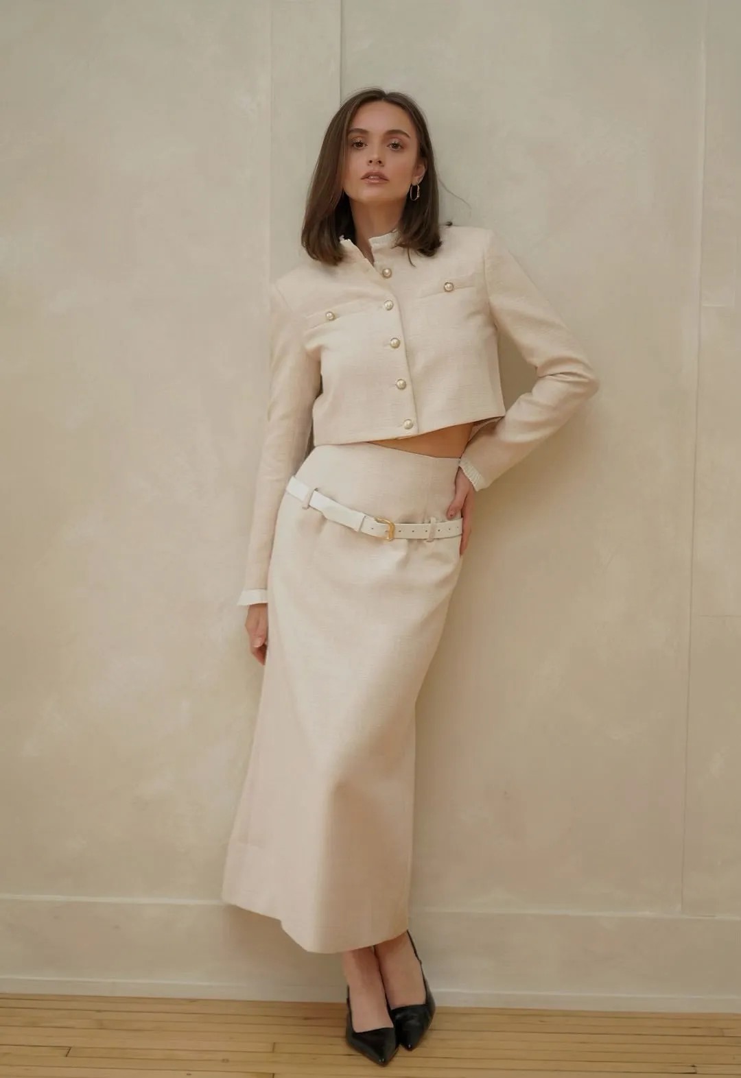 Lily Tweed Midi Skirt sold by Folklore Shop