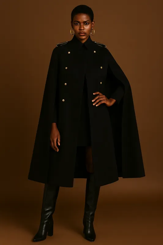 Wool Turtlenecked Black Cape sold by Folklore Shop