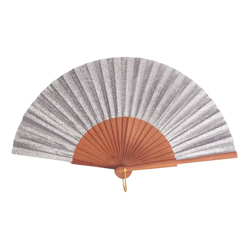 Auryana 9 inch Silver Glitter Folding Hand Fan sold by Folklore Shop