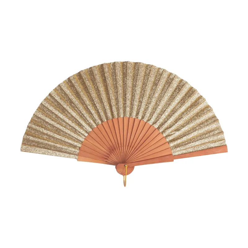 Auryana 9 inch Gold Glitter Folding Hand Fan made by Folklore Shop