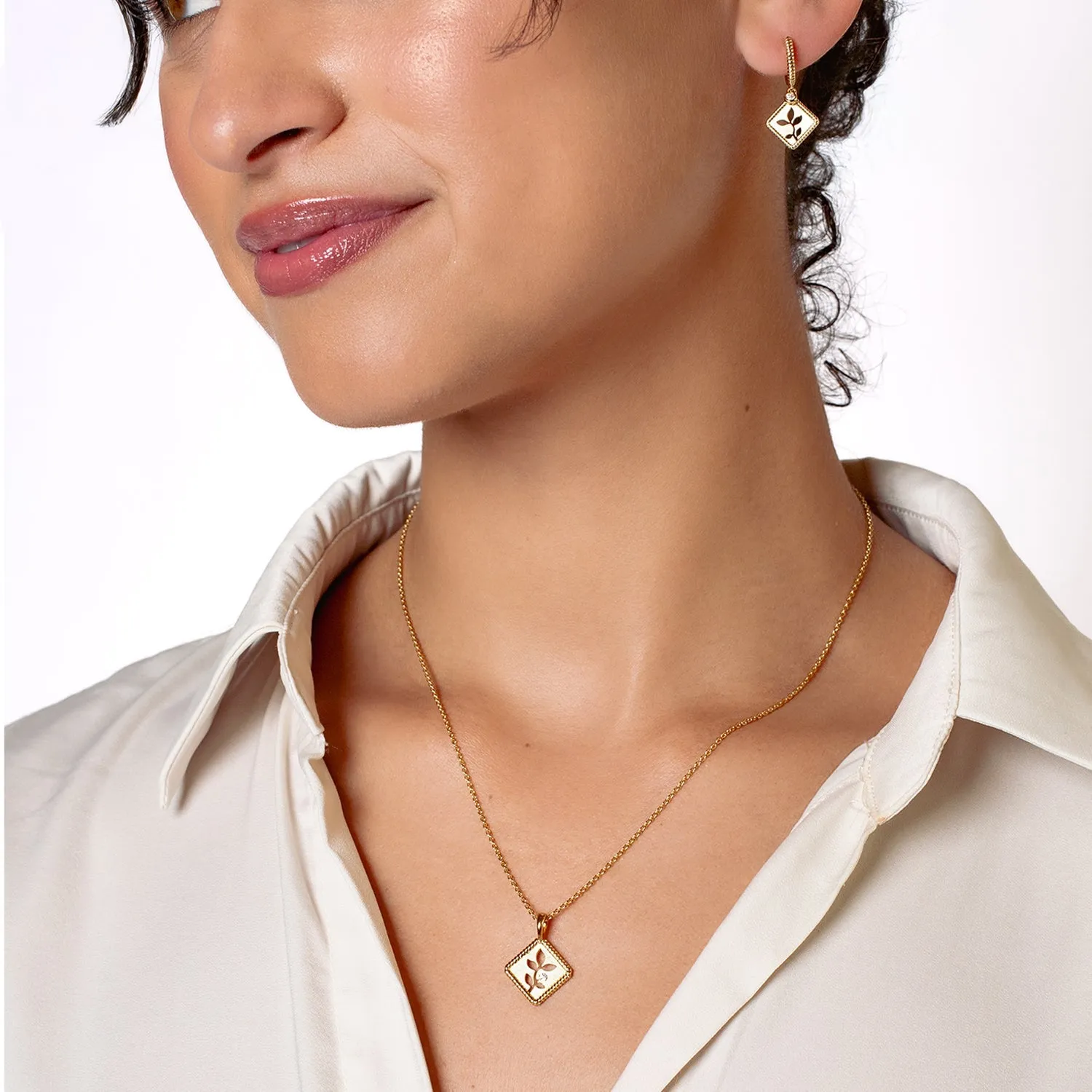 Olive Leaf Hoop Earrings sold by Folklore Shop product image thumbnail 3