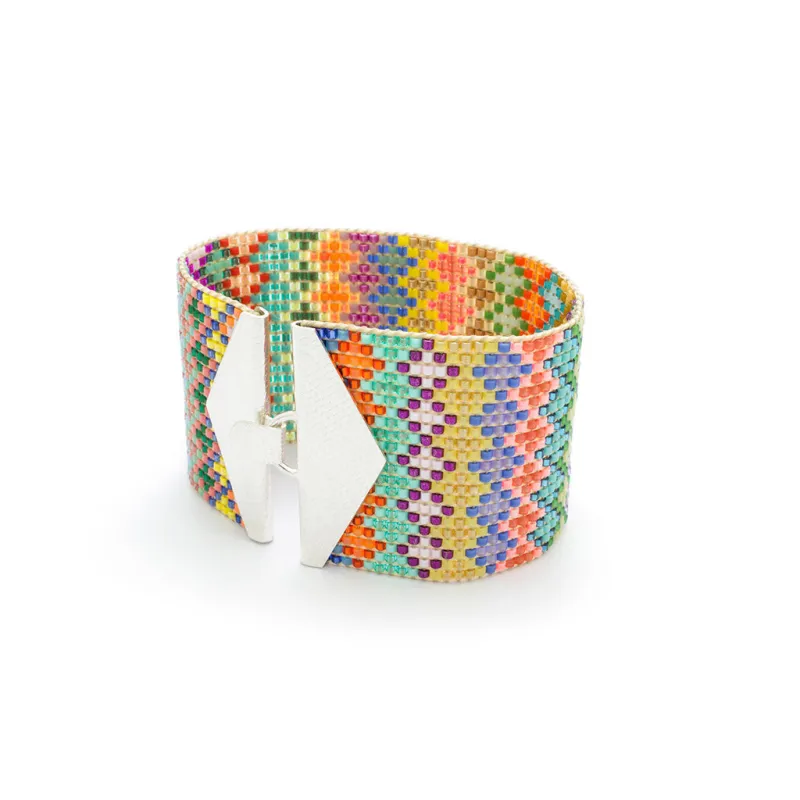 COLOR GEOMÉTRICO Miyuki Beaded Large Bracelet sold by Folklore Shop