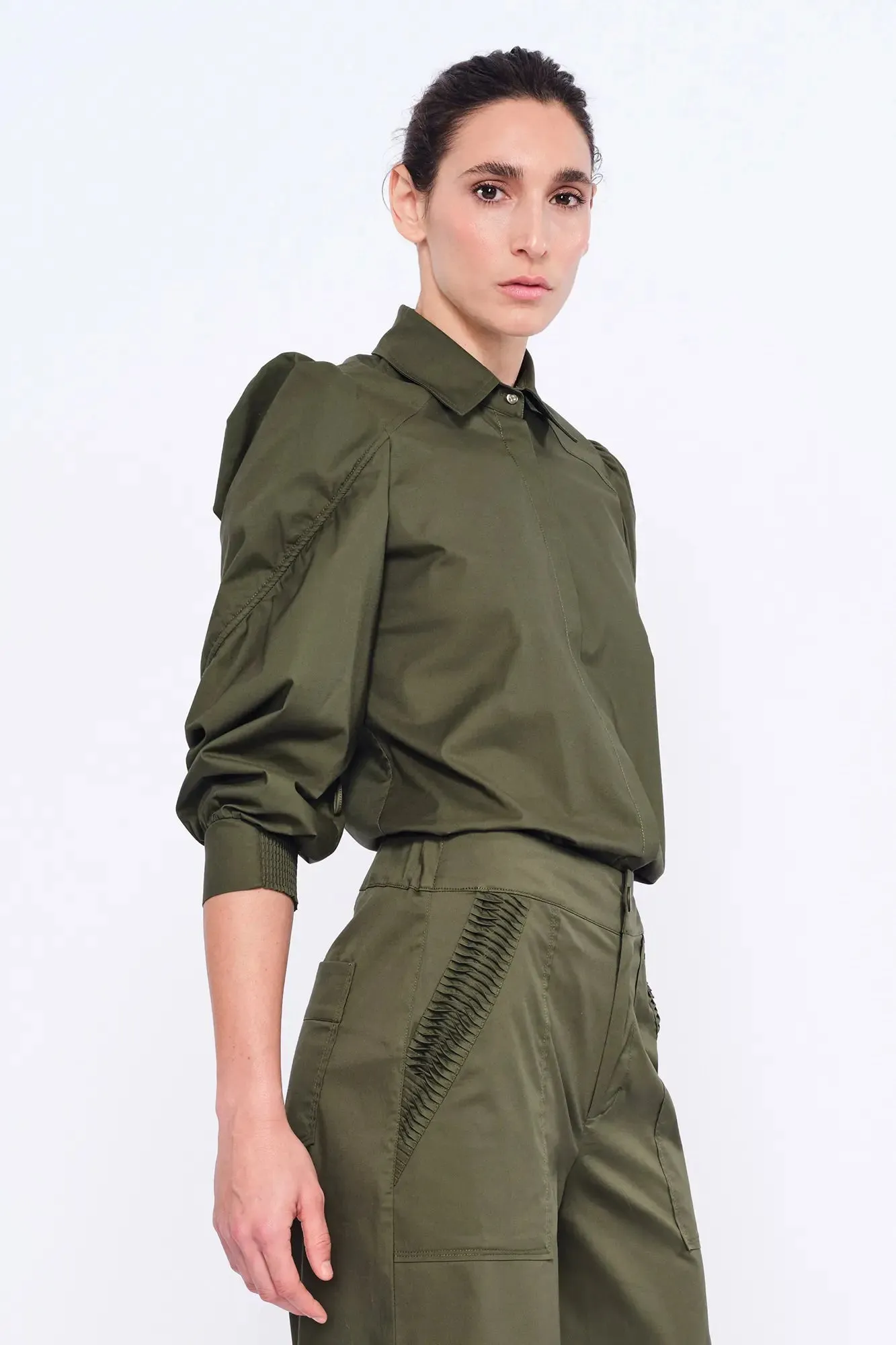 Bimba Puff Sleeve Blouse | Olive sold by Folklore Shop product image thumbnail 5