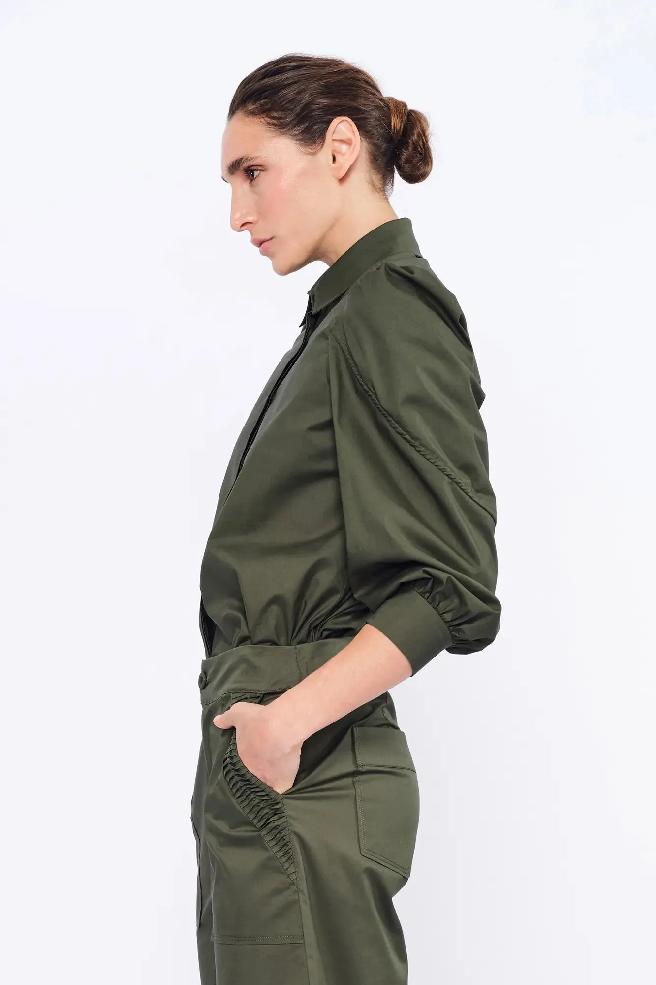 Bimba Puff Sleeve Blouse | Olive sold by Folklore Shop product image thumbnail 4